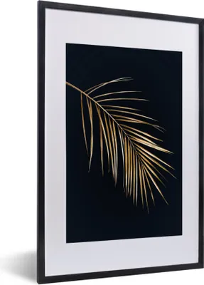 Produktbild von MuchoWow® MuchoWow® Gerahmtes Poster Farn - Gold - Schwarz 40x60 cm - Poster mit zchwarzem Bilderrahmen - Poster in Rahmen