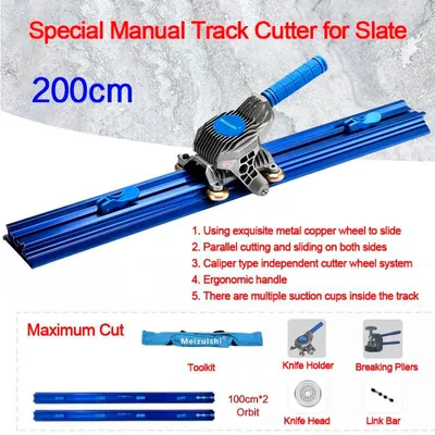 Immagine prodotto di Tagliapiastrelle manuale - C-200 cm - Lunghezza di taglio 200 cm - Spessore del materiale 10–16 mm - Guida di scorrimento - Taglierina a spinta