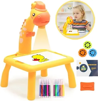 Produktbild von Zeichenbrett, Spielzeug, Projektion, löschbar, bunt, mit Musikbeleuchtung für Kinder, Giraffe, Gelb