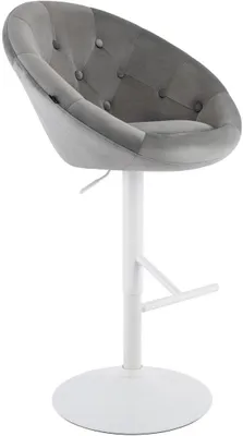 Image de Tabouret de bar moderne, revêtement en velours, réglable en hauteur, pivotant, rembourré, repose-pieds, structure en métal