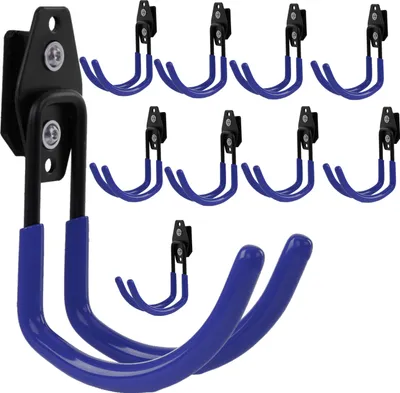 Produktbild von Set 10 Stck. Werkzeughaken von BOTLE für Qbrick Koffer-System  für Werkzeuge, U-förmig 11 cm, stabil mit PVC-Ummantelung, für Garage, Schuppen, Werkstatt, Haken für Handsäge und Gartensäge, Doppelhaken, Tragkraft bis 30 kg