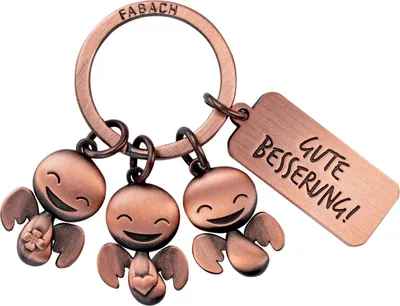 Produktbild von FABACH Schutzengel Schlüsselanhänger Happy-Trio mit Gravur Gute Besserung - Get Well Soon Schlüsselanhänger Viel Glück für Operation - Krankheit Geschenk OP Glücksbringer Krankenhaus