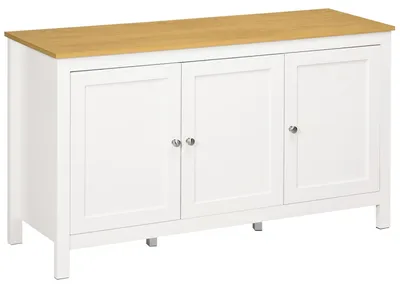 Immagine prodotto di HOMCOM Mobile Contenitore con 2 Armadietti a 2 Ripiani Regolabili su 3 Altezze, 120x40x70 cm, Bianco e color Legno