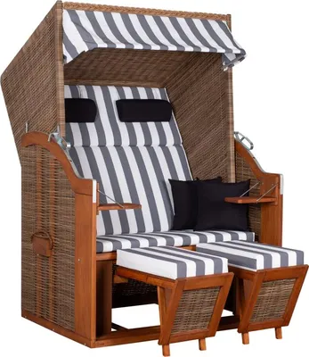 Produktbild von deVries Strandkorb PURE® STANDARD PE griseum inkl. 2 Knuffelkissen 120x80x160cm