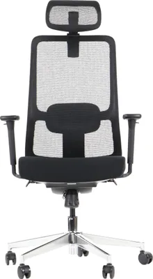 Immagine prodotto di Sedia da ufficio girevole ergonomica XELO/M, base cromata, braccioli regolabili, seduta scorrevole (avanti-indietro), nero