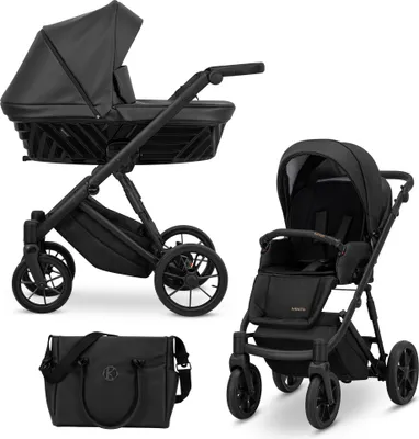 Produktbild von Kinderwagen IVENTO Sportwagen Babywagen Babyschale Komplettset Kinder Wagen Set 2 in 1 (Black Pearl, Rahmenfarbe: Schwarz)