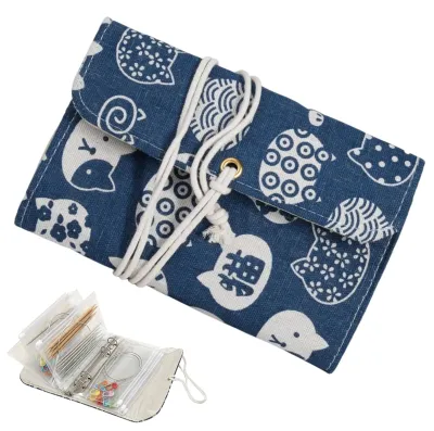 Imagen del producto de Bolsa de almacenamiento para agujas de tejer, con 11 compartimentos transparentes, cierre con cremallera, para accesorios de tejido