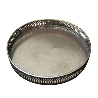 Produktbild von Goldenes Metall Dekotablett, 23 cm Durchmesser, 3,5 cm Randhöhe