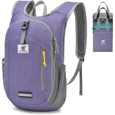 Image de Sac à dos pliable de 10 litres, idéal pour une utilisation quotidienne, pour la randonnée ou pour les voyages. Couleur : violet. Matériau : polyester