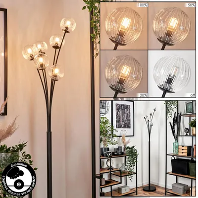 Produktbild von Lerici Stehlampe aus Metall/Riffelglas in Schwarz/Klar