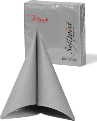 Produktbild von Softpoint Serviette in Grau, 1/4-Falz, 40 x 40 cm, 50 Stück - Mank