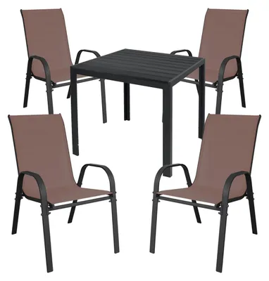 Immagine prodotto di Set da giardino Set di sedute 5 pezzi L90xL90xH74cm Non Legno Antracite