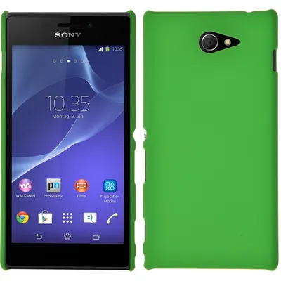 Produktbild von PhoneNatic Case kompatibel mit Sony Xperia M2 - Hülle grün gummiert Hard-case + 2 Schutzfolien