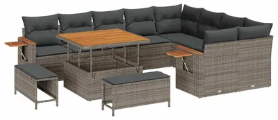Produktbild von vidaXL Gartensofa-set 12 pcs Grau Poly-Rattan