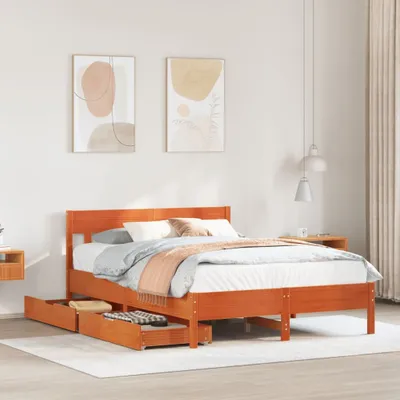 Produktbild von Möbel Massivholzbett ohne Matratze Wachsbraun 140x190 cm Kiefernholz - Polsterbett 3301880