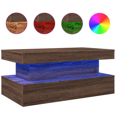 Produktbild von vidaXL Couchtisch mit LED-Leuchten Braun Eichen-Optik 90x50x40 cm