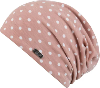 Chillouts dünne gepunktete Longbeanie Strickmütze Lucerne in rosa