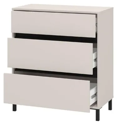 Immagine prodotto di Dmora Cassettiera Mapello 80x40x90h cm Beige, 3 Cassetti Apertura Scorrevole