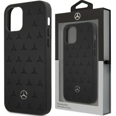 Produktbild von Mercedes MEHCP13SPSQBK iPhone 13 mini 5,4" schwarz Hartschalen Leder Sterne Muster Handyhülle