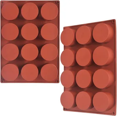 Zdjęcie produktu dla Zestaw 2 silikonowych foremek cylindrycznych z 12 wgłębieniami na cake pops, mydło, czekoladę
