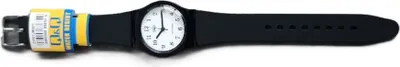 Zdjęcie produktu dla Q&Q damski zegarek Ø 29mm analogowy 3 BAR czarny silikonowy pasek