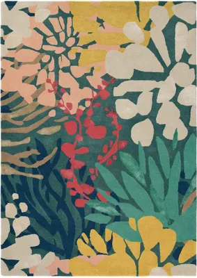 Produktbild von Wohn- und Schlafzimmerteppich aus Wolle mit Blumenmuster SUBMARINE