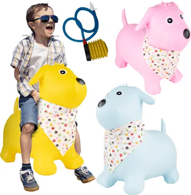 Immagine prodotto di Cane animale gonfiabile MalPlay per bambini con pompa e bandana colorata, giocattolo gonfiabile fino a 50 kg, animale gonfiabile ,46 x 24 x 52 cm