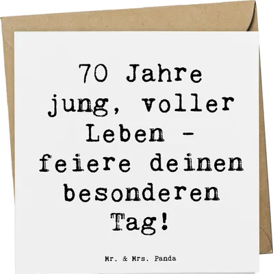 Produktbild von Mr. & Mrs. Panda Glückwunschkarte Spruch 70. Geburtstag Feier - Weiß - Geschenk, faltkarte, voller Leben, Lebensfreude, Grußkarte, doppelkarte, Meilenstein, Klappkarte