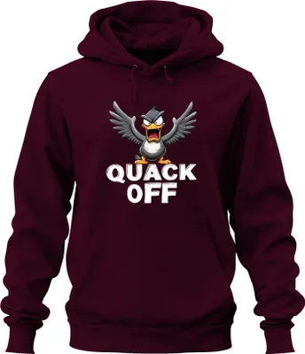 Obrázek produktu pro QUACK OFF cheeky duck funny angry duck gift sarcastic uni mikina s kapucí, Burgundy, M