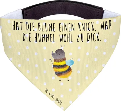 Produktbild von Mr. & Mrs. Panda Halstuch Hummel flauschig - Gelb Pastell - Geschenk, Hundehalstuch, Hundeschal, Hund, Lustige Sprüche, Tuch, Blume, Natur, Biene