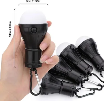 Obrázek produktu pro Sada čtyř vodotěsných LED kempingových lamp Azomor® s karabinou pro použití v přírodě
