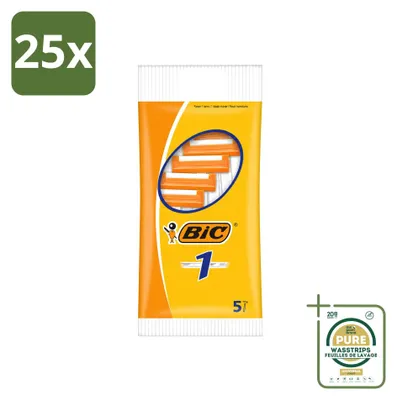 Produktbild von 25 x BIC 1 Klassieke Einwegrasierer mit Einzelklinge - Vorratspackung - 25 Stücke