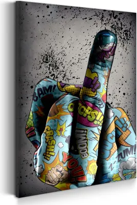Produktbild von Graffiti Street Art Finger Wandbild Leinwandbild Kunstdruck XL Wanddeko Hand: 100x150x4cm