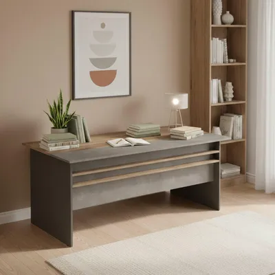 Image de Cecima - Bureau, 180x90x75h cm Marron, Plateau en Bois Mélaminé
