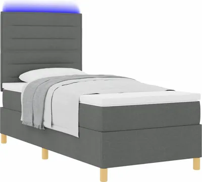 Zdjęcie produktu dla Łóżko z sprężyną LED Ciemnoszary 100 x 200 cm tkanina