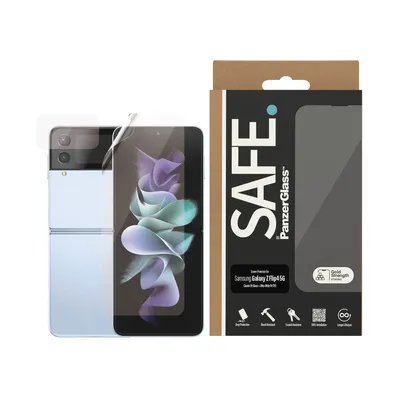 Zdjęcie produktu dla PanzerGlass SAFE. by ® Screen Protector Samsung Galaxy Z Flip4 5G, Samsung, Samsung - Galaxy Z Flip4, Aplikacja na sucho, Odporny na zadrapania, Odporny na wstrząsy, Przeciwbakteryjny, Przezroczysty, 1 szt.