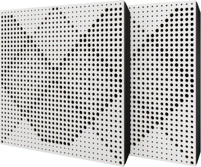 Zdjęcie produktu dla Zestaw 2 sztuk – panel akustyczny z aksamitną okładziną i zestawem montażowym | 50 x 50 x 5 cm | pochłanianie, rozpraszanie i odbijanie dźwięku – izolacja akustyczna | [WILDS – biały | czarny]