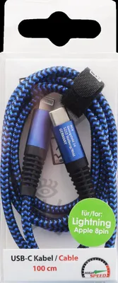 Produktbild von 2GO 797196, 1 m, Lightning, USB C, Männlich, Männlich, Blau