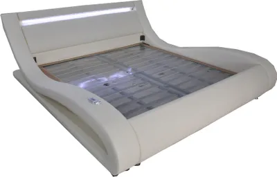 Obrázok produktu pre kožené dizajnové čalúnené postele s manželskou posteľou s osvetlením USB