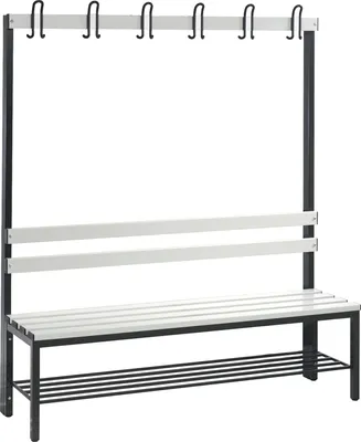 Produktbild von Garderobenbank, Kunststoffleisten, mit Schuhrost, TxH 403x1710 mm, Länge 1500 mm, RAL 7021