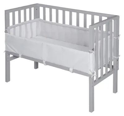 Obrázok produktu pre Postelka Beistellbett 2v1, sivá, "roba Style", vhodná pre všetky výšky rodičských postelí, vrátane matraca, ochranného zábradlia a bočnice