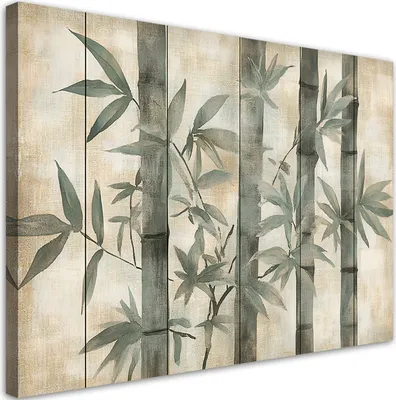 Produktbild von Feeby - Leinwand Bilder - Bambus in Grautönen - 45x30 cm - Deko Wohnzimmer - Wandbilder Schlafzimmer - Deko Aesthetic - Wand Deko - Leinwand Groß - Deko Zimmer - Leinwandbilder XXL
