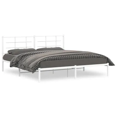 Image de vidaXL Cadre de lit avec tête de lit en métal blanc 183x213 cm