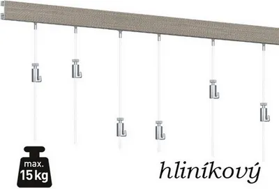 Obrázok produktu pre Systém na zavesenie obrazov - SET Click Rail ALUMINUM 2m (4x oceľ, 4x AG)