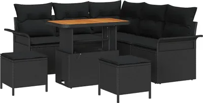 Immagine prodotto di vidaXL Set di divani da giardino con cuscini con contenitore 8 pezzi Nero