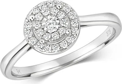 Produktbild von 9 Karat (375) Weißgold Cluster Diamant Damenring Brillant-Schliff 0.24 Karat HI - I1, 50 (15.9); TRS2145RSK