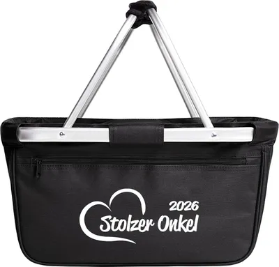 Produktbild von Huuraa Einkaufskorb Stolzer Onkel 2026 Herz 20 Liter Black faltbarer Tragekorb Geschenkidee