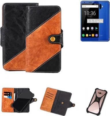 Produktbild von K-S-Trade Handyhülle Schutzhülle Bookstyle Case Wallet-Case kompatibel mit Oukitel K8000 Handy Cover Bumper Klapphülle schwarz hellbraun 1x