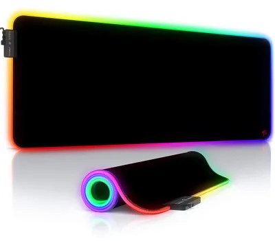 Produktbild von Titanwolf - RGB Gaming Mauspad - XXL LED Schreibtischunterlage - 800x300 mm - Multi Color LED - 11 Beleuchtungs-Modi - Abwaschbar - Schwarz