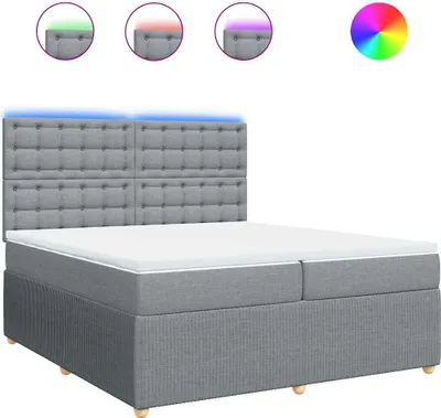 Productafbeelding van vidaXL Boxspringbed met matras, lichtgrijs, 200x200 cm, gestoffeerd